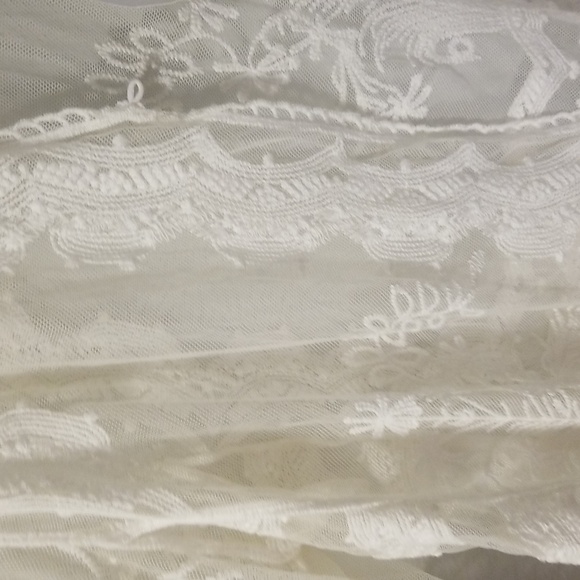 Nina Leonard size large ladies boho lace design top sweater white floral mesh - Picture 4 of 6